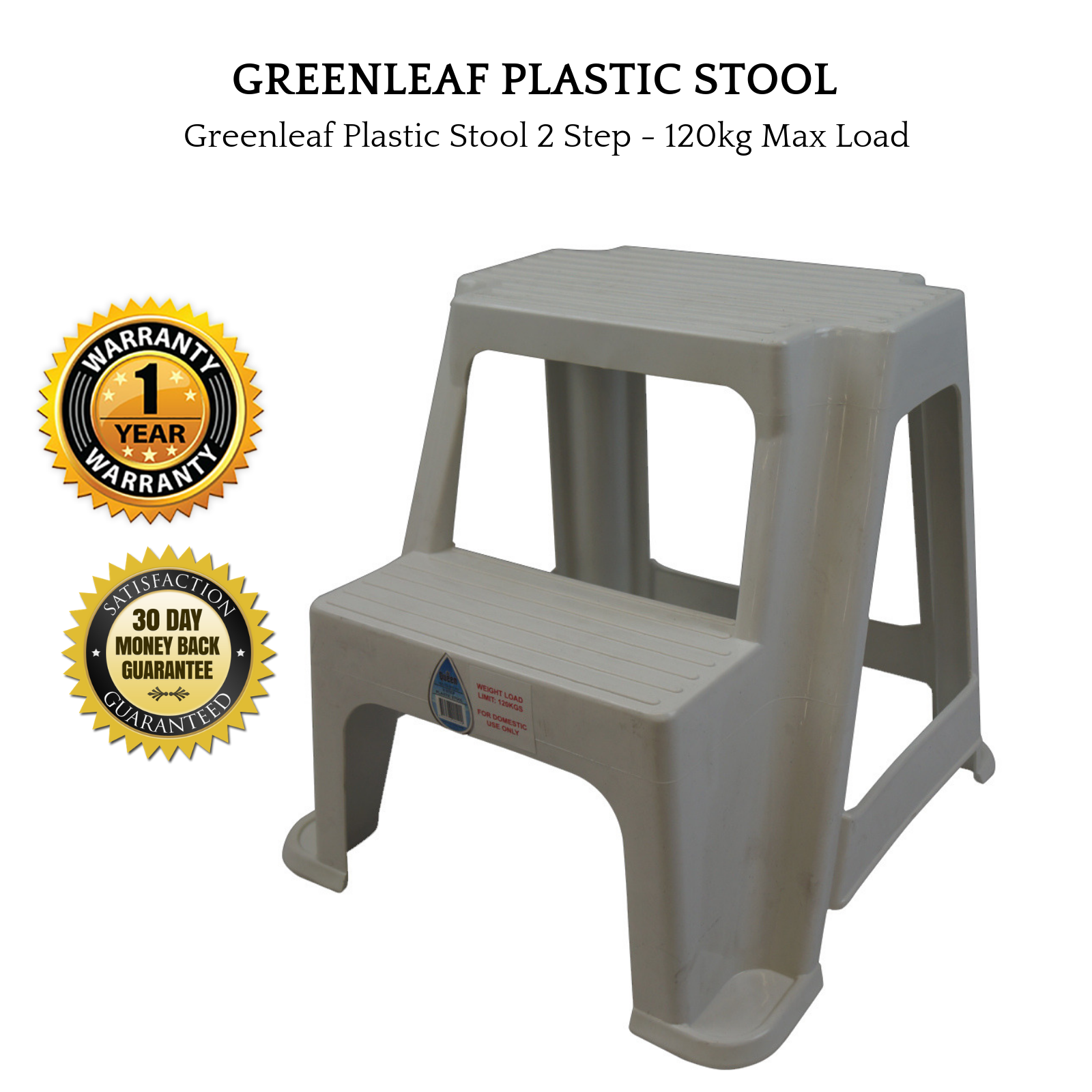 details about set of 2 greenleaf plastic stool 2 step  120kg max load  outdoor seat max load